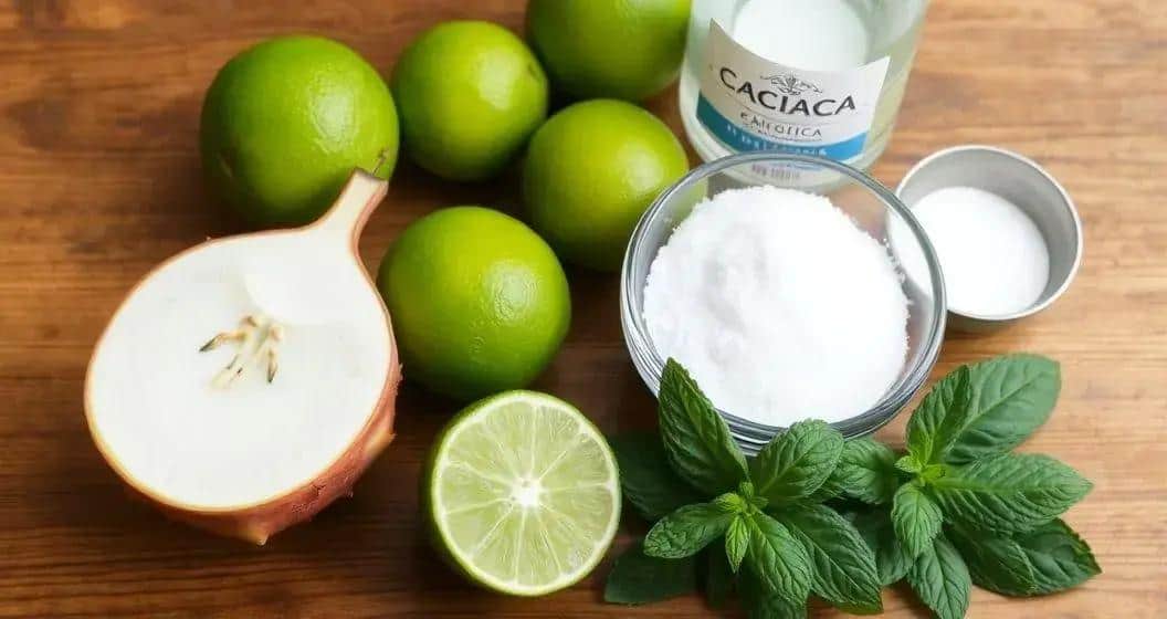 Zutaten für Weiße Pitaya-Caipirinha