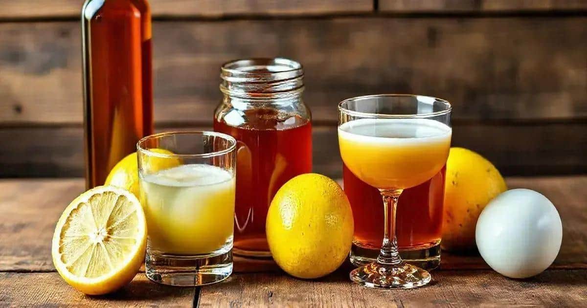 Zutaten für Whisky Sour mit Apfelsirup