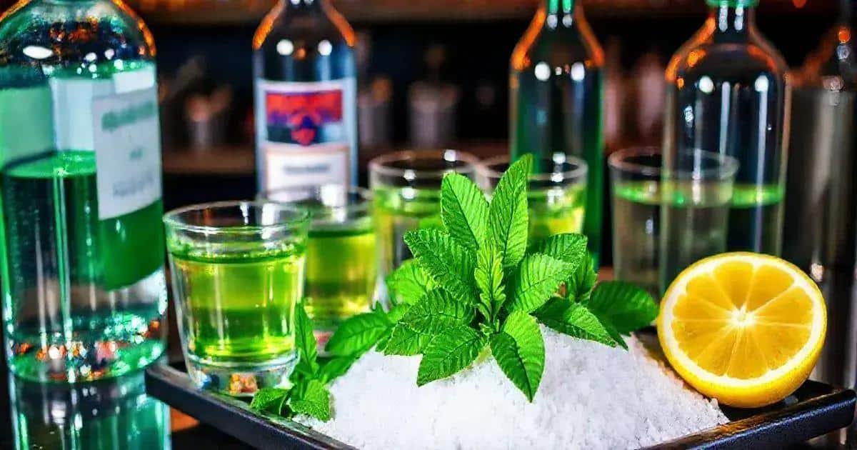 Zutaten für Wodka mit grünem Tee und Minze
