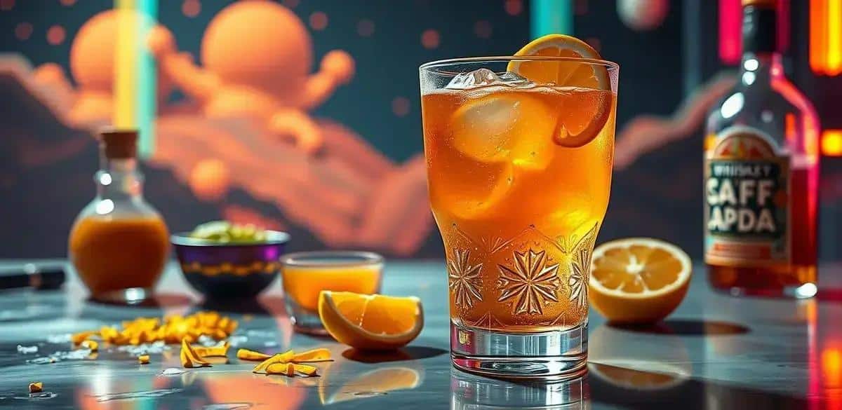 Preparation Method for Whisky with Tangerine Soda and Lemon Zest