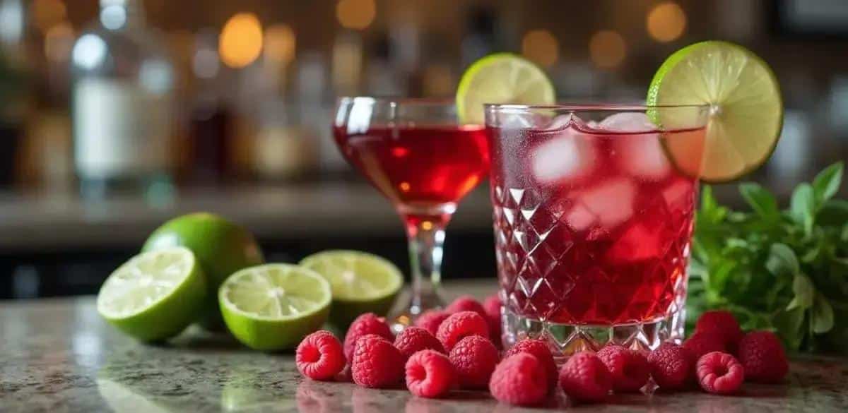 Recipe Ingredients for Cosmopolitan with Fresh Raspberries