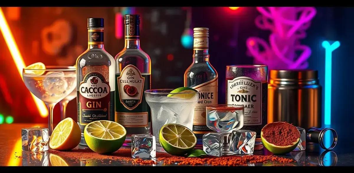Recipe Ingredients for Gin and Tonic with Cocoa Liqueur