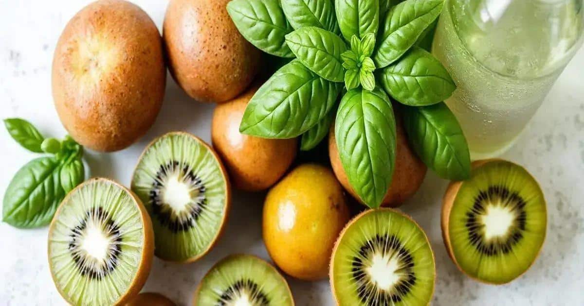Recipe Ingredients for Kiwi Soda and Basil Drink