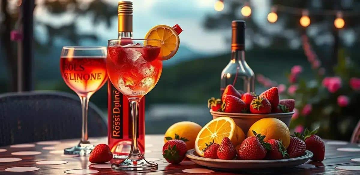 Recipe Ingredients for Rosé Wine with Strawberry Liqueur and Lemon Zest