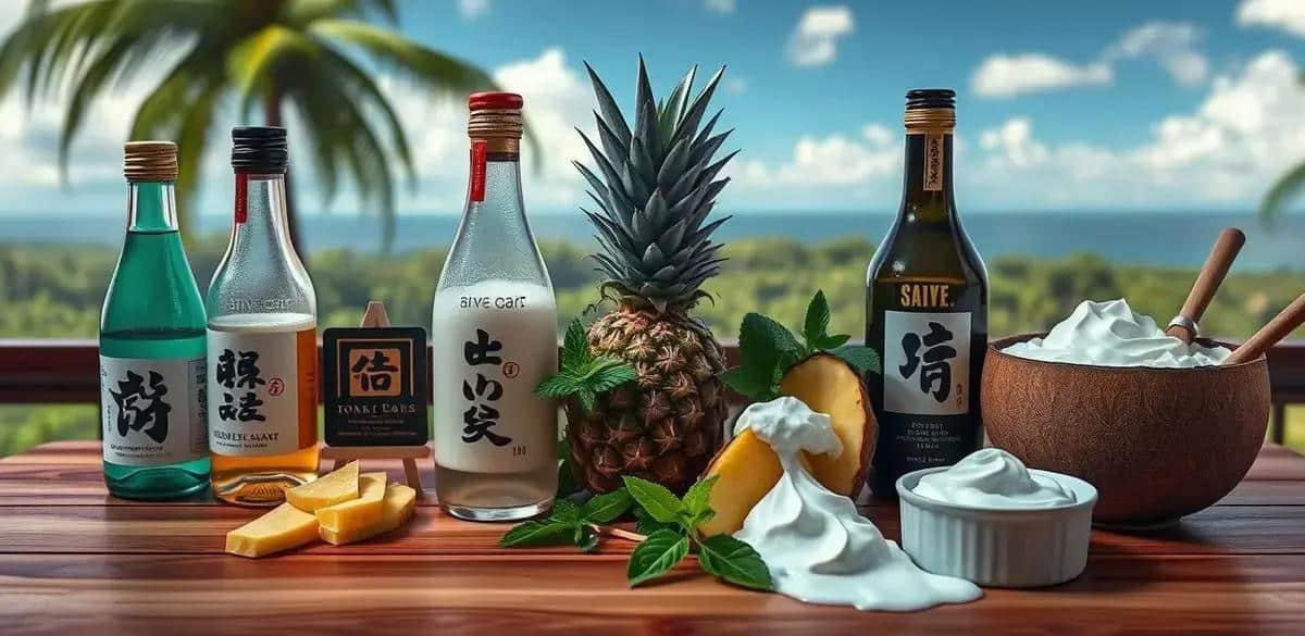 Recipe Ingredients for Sake with Pineapple Foam and Mint