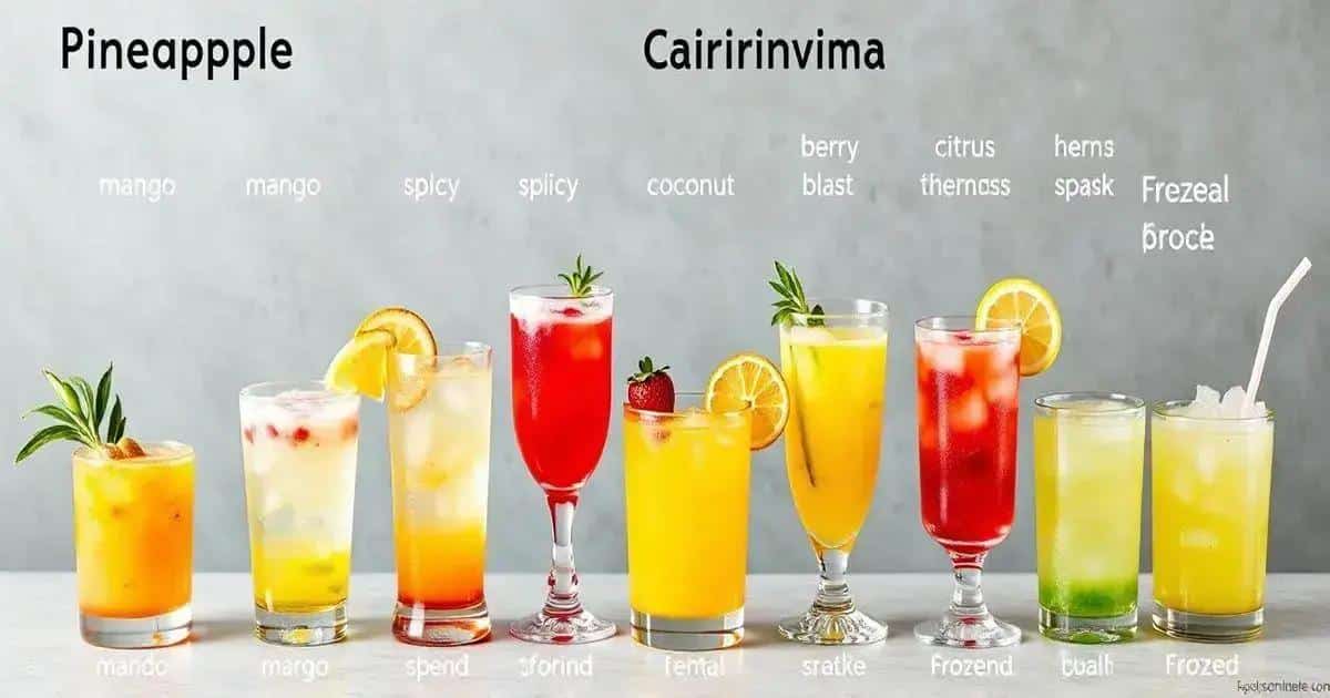Variations of Pineapple Caipirinha with Mint