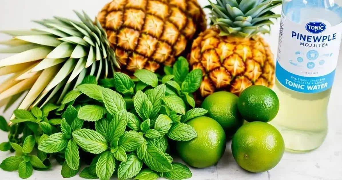 Recipe Ingredients for a Pineapple Mojito