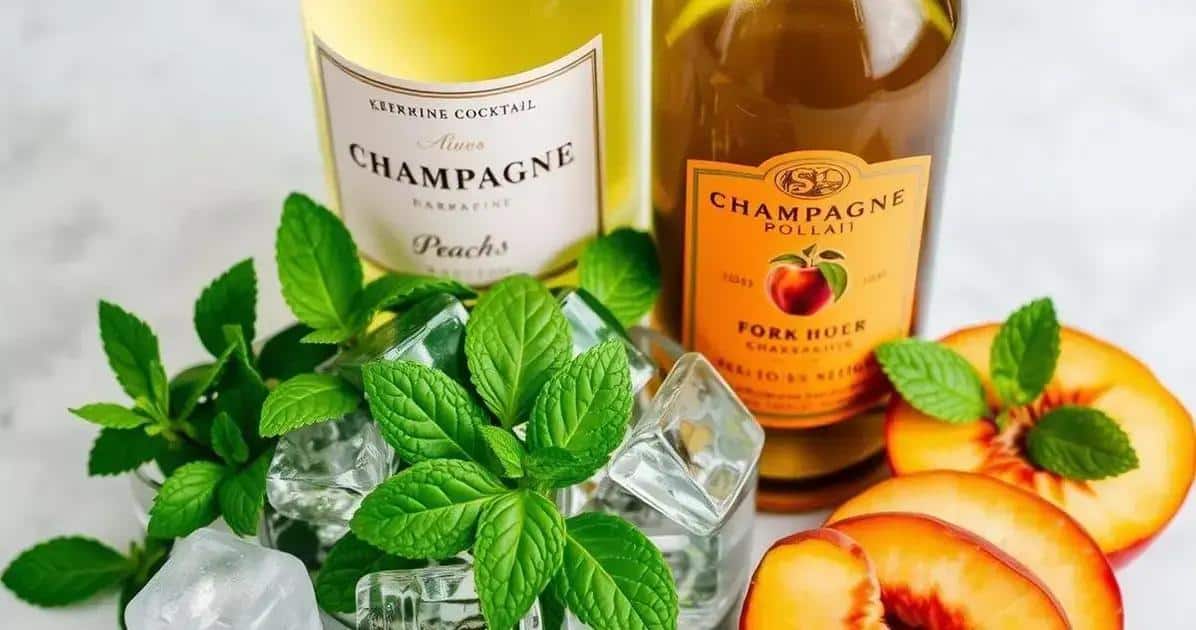 Recipe Ingredients for Champagne with Peach Liqueur and Mint