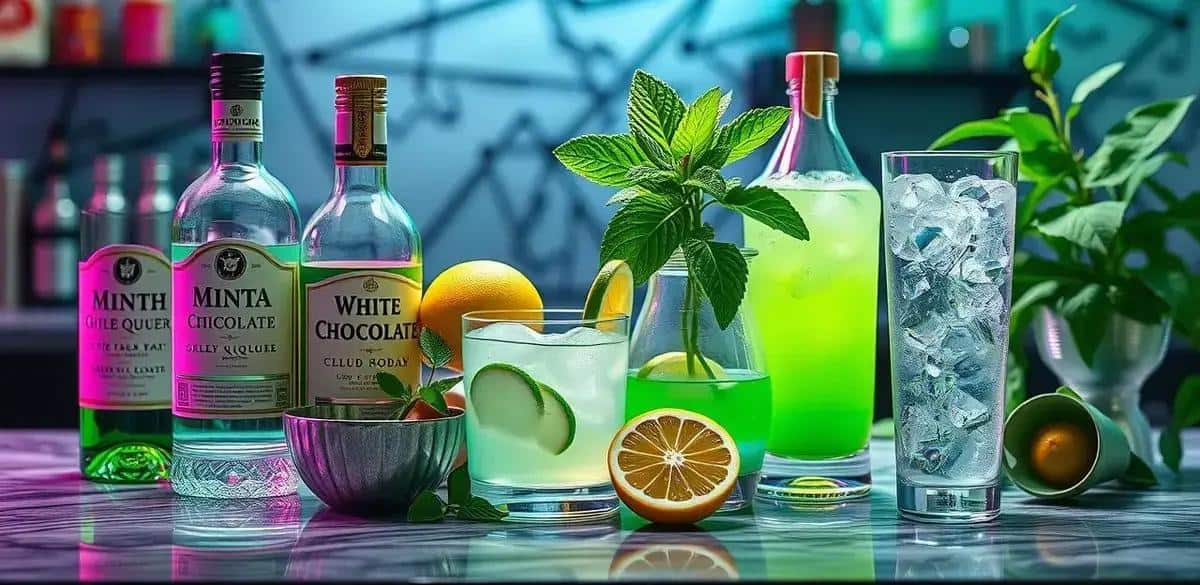 Recipe Ingredients for Green Drink with Mint Liqueur and White Chocolate