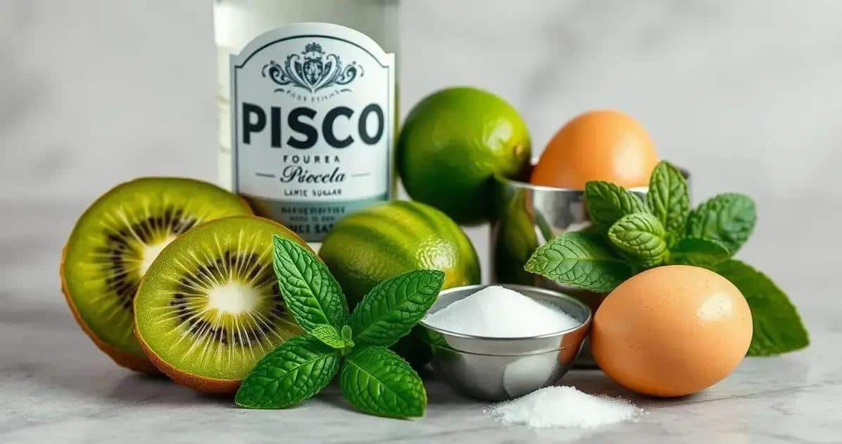 Recipe Ingredients for Pisco with Kiwi Foam and Mint