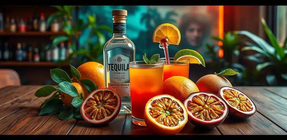 Recipe Ingredients for Tequila Sunrise with Passion Fruit Foam
