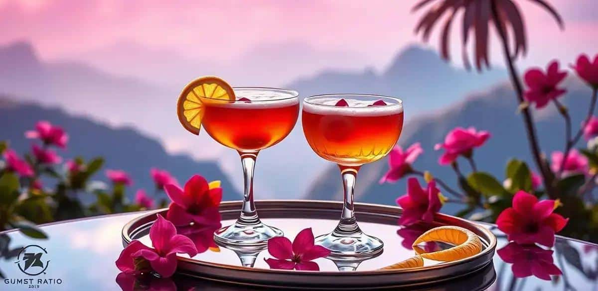 Serving Suggestions for Cognac with Hibiscus Foam and Lemon
