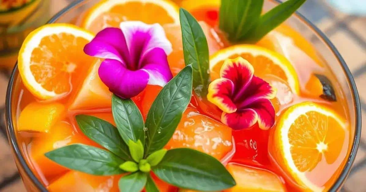 Tropical Punch with Rum and Sparkling Wine: The Perfect Summer Refreshment.