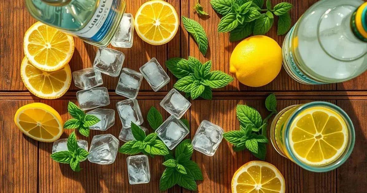 Ingredients for Tequila with Lemon Soda and Mint
