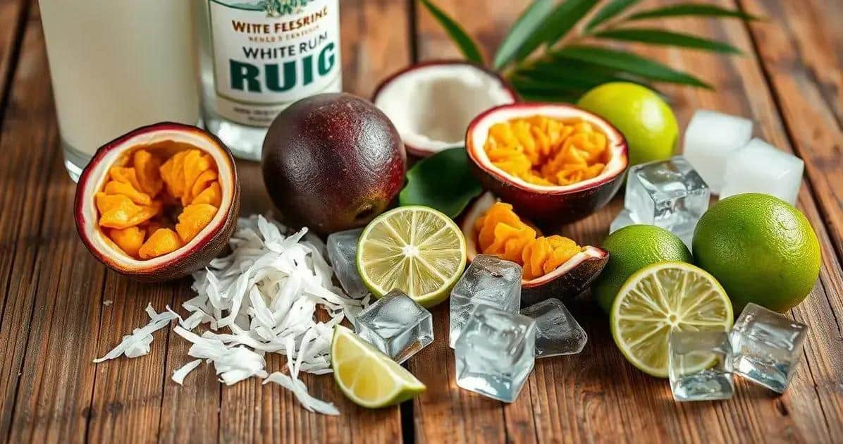 Key Ingredients for Rum with Passion Fruit and Coconut Shavings