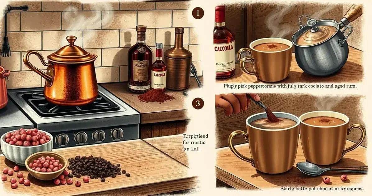 Preparation Method for Hot Chocolate with Pink Pepper and Aged Rum