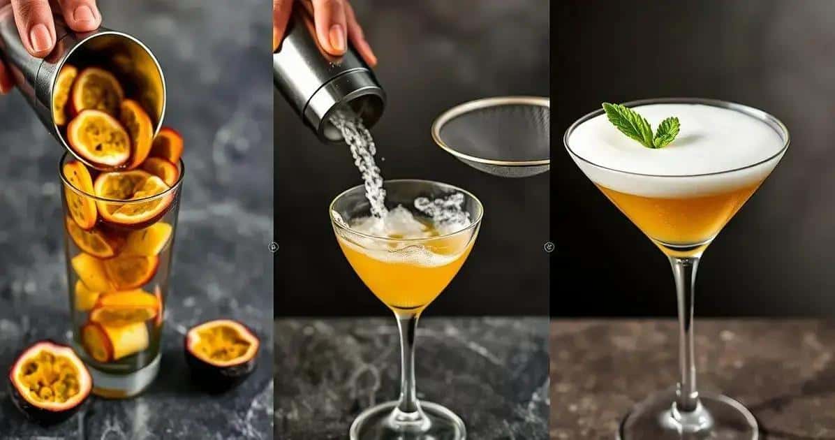 Preparation Method for Martini with Passion Fruit Foam and Mint