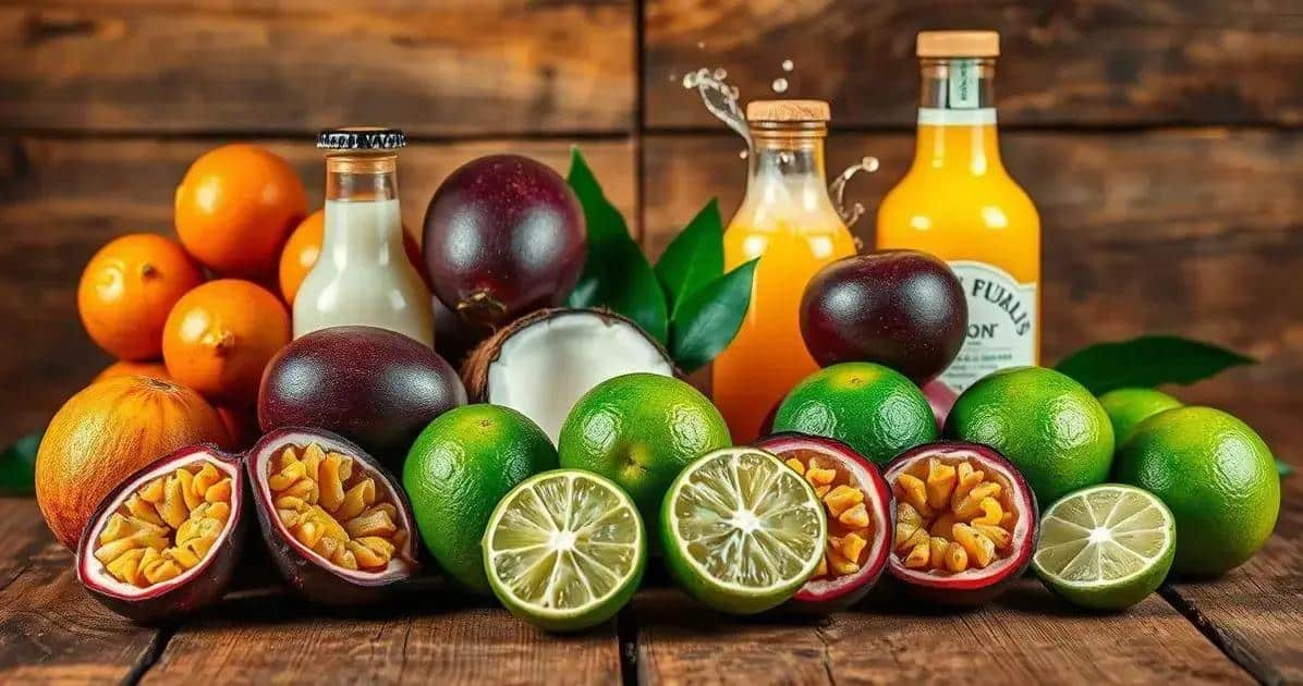 Recipe Ingredients for an Exotic Cocktail with Passion Fruit and Coconut Liqueur