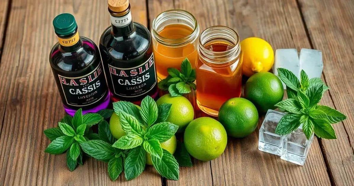 Recipe Ingredients for Chilean Cocktail with Cassis Liqueur and Ginger