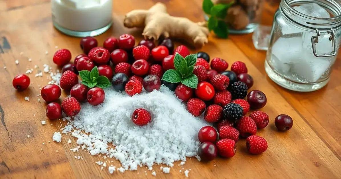 Recipe Ingredients for Ice with Red Berries and Ginger Syrup