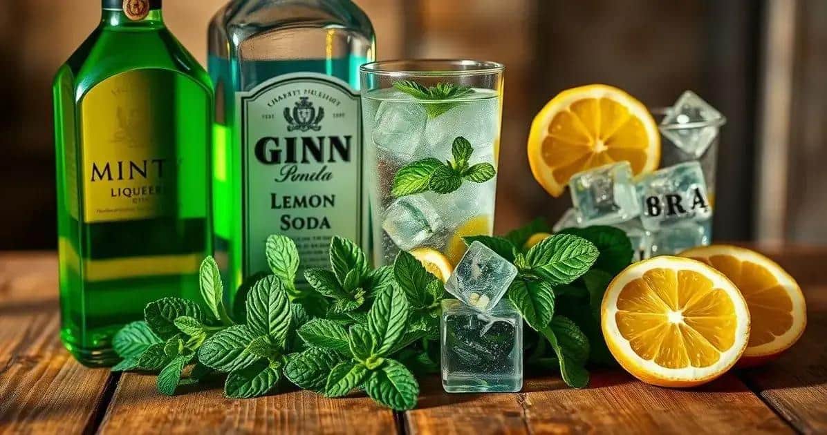 Recipe Ingredients for Mint Liqueur with Lemon Soda and Gin