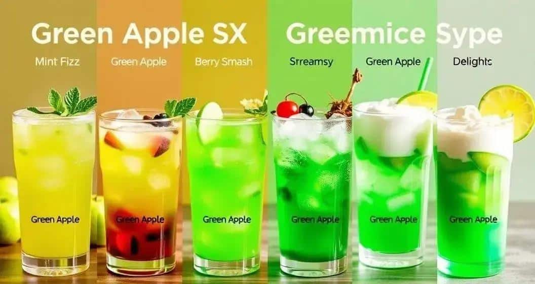 Creative Variations of Energy Drinks with Green Apple Syrup