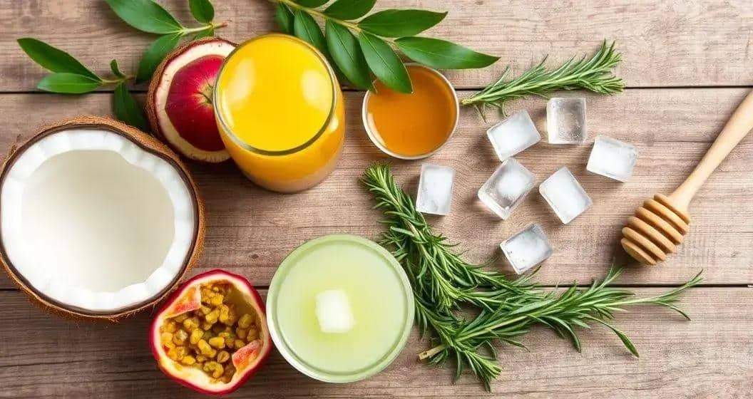 Ingredients for Coconut Water with Passion Fruit Juice and Rosemary