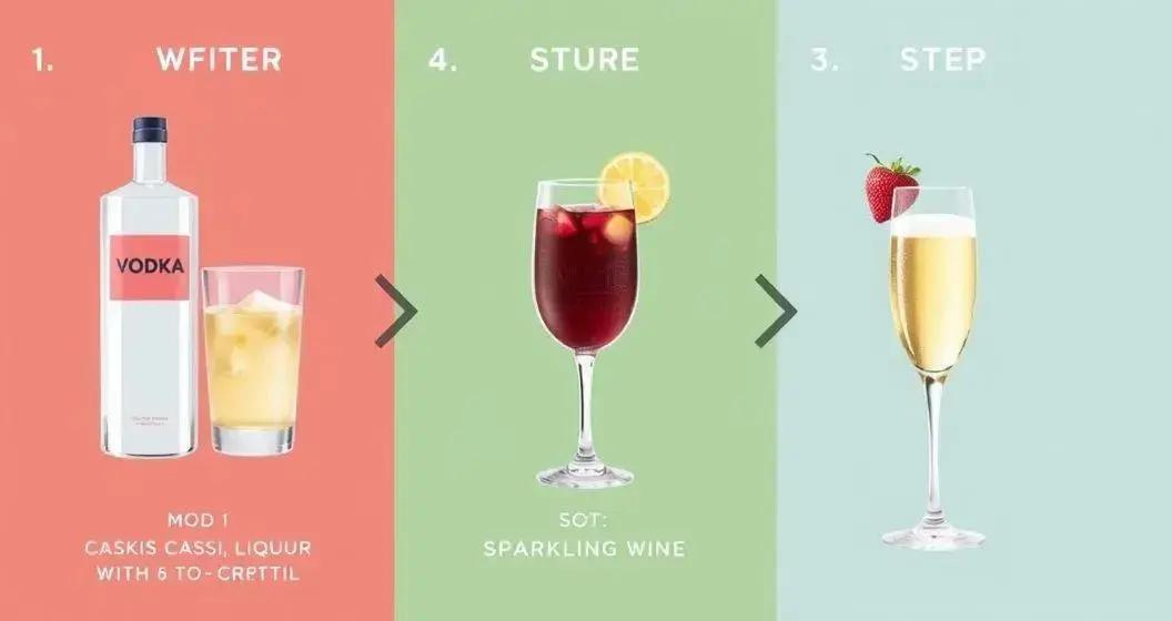 Preparation Method for Vodka with Cassis Liqueur and Sparkling Wine