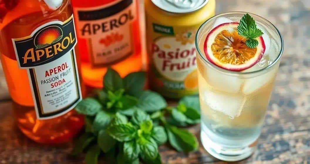 Recipe Ingredients for Aperol with Passion Fruit Soda and Mint