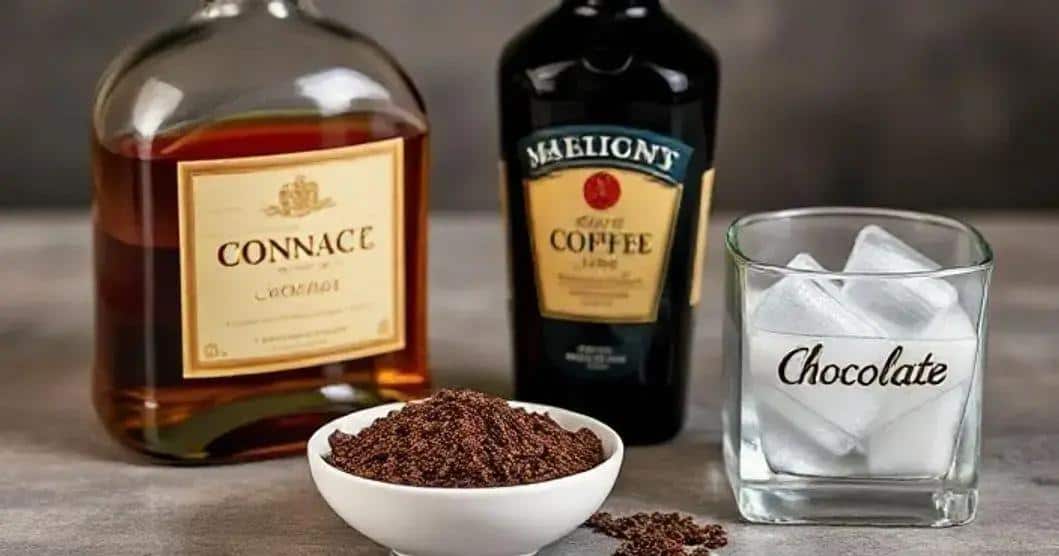 Recipe Ingredients for Cognac with Coffee Liqueur and Chocolate Shavings
