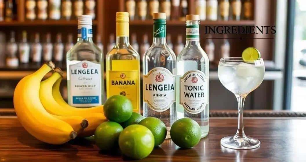 Recipe Ingredients for Gin and Tonic with Banana Liqueur Recipe Ingredients for Gin and Tonic with Banana Liqueur