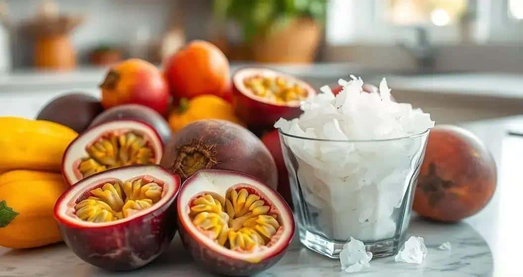 Recipe Ingredients for Ice with Passion Fruit and Coconut Shavings