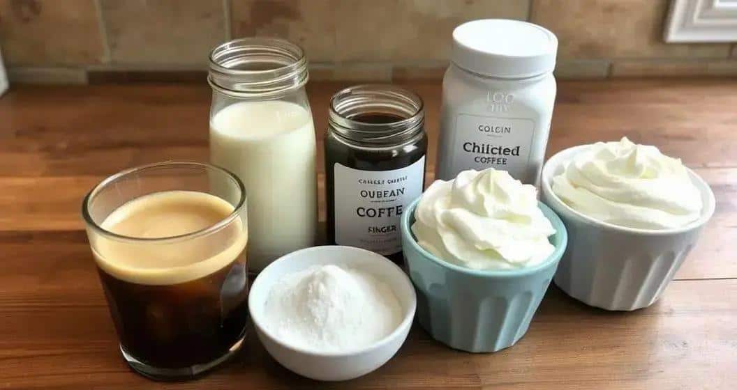 Recipe Ingredients for Iced Coffee with Ginger Foam