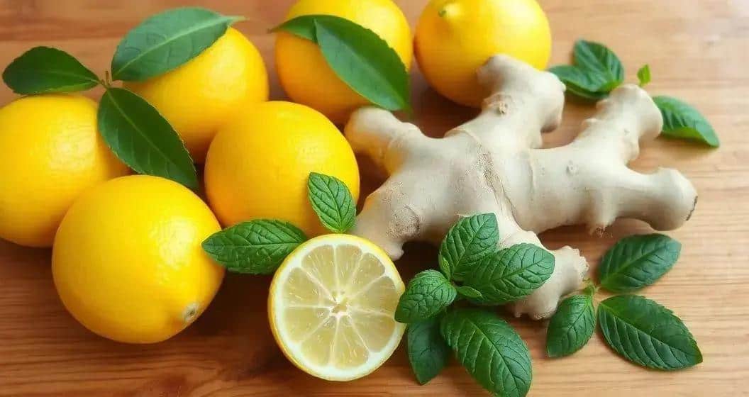 Recipe Ingredients for Lemon Soda with Mint and Ginger