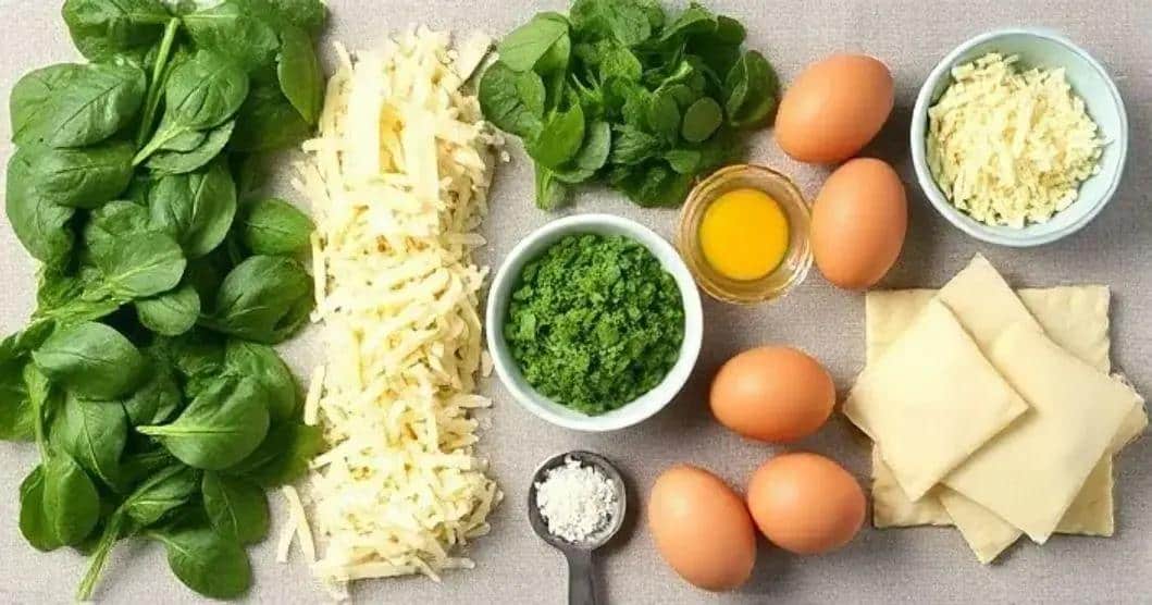 Recipe Ingredients for Mini Spinach and Cheese Quiches