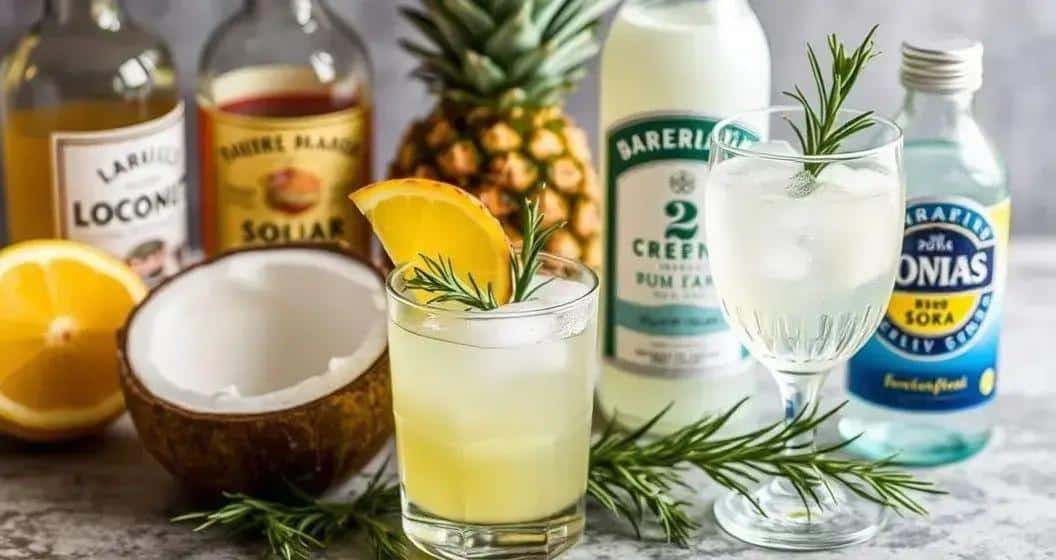 Recipe Ingredients for Piña Colada with Lemon Soda and Rosemary
