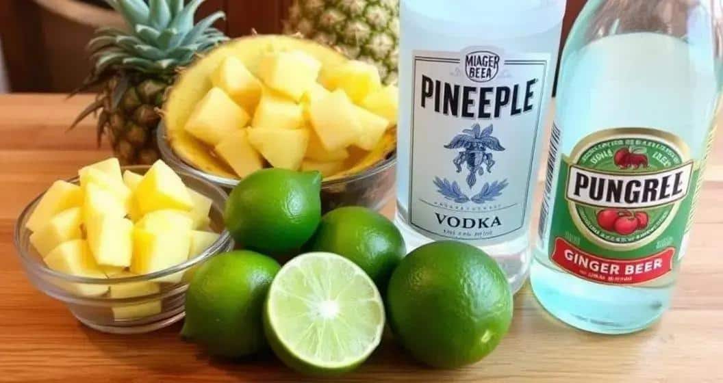 Recipe Ingredients for Pineapple Caipiroska with Ginger Foam
