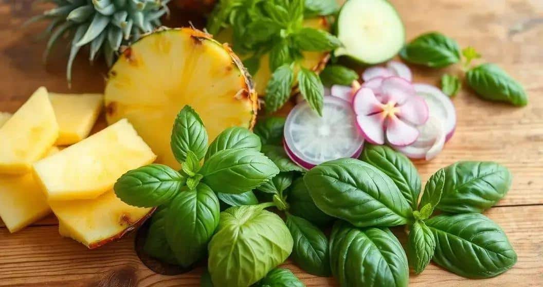 Recipe Ingredients for Pineapple Soda with Mint and Basil Recipe Ingredients for Pineapple Soda with Mint and Basil