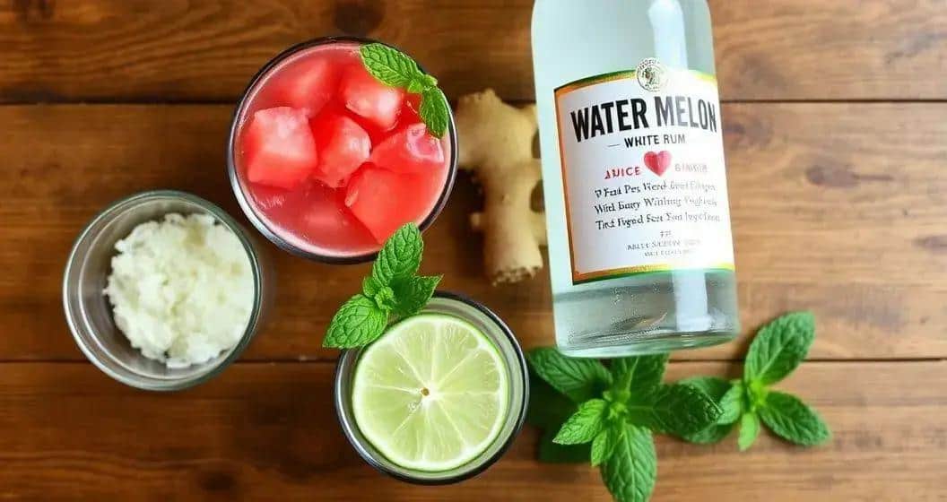 Recipe Ingredients for Rum with Watermelon Juice and Ginger