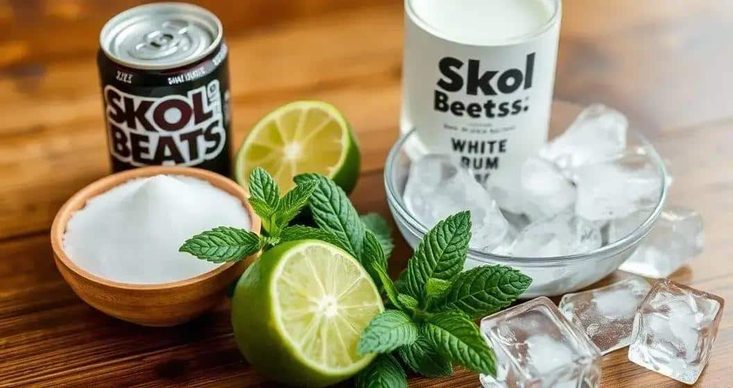 Recipe Ingredients for Skol Beats with Rum and Mint