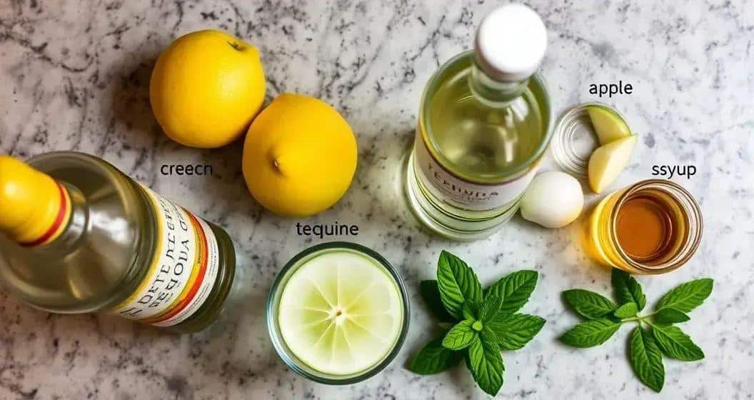Recipe Ingredients for Tequila Sour with Green Apple Syrup