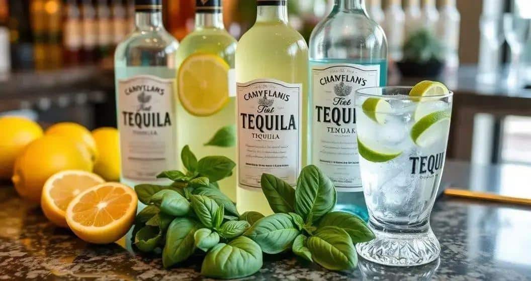 Recipe Ingredients for Tequila with Lemon Soda and Basil