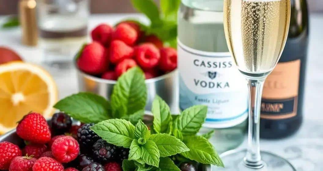 Recipe Ingredients for Vodka with Cassis Liqueur and Sparkling Wine