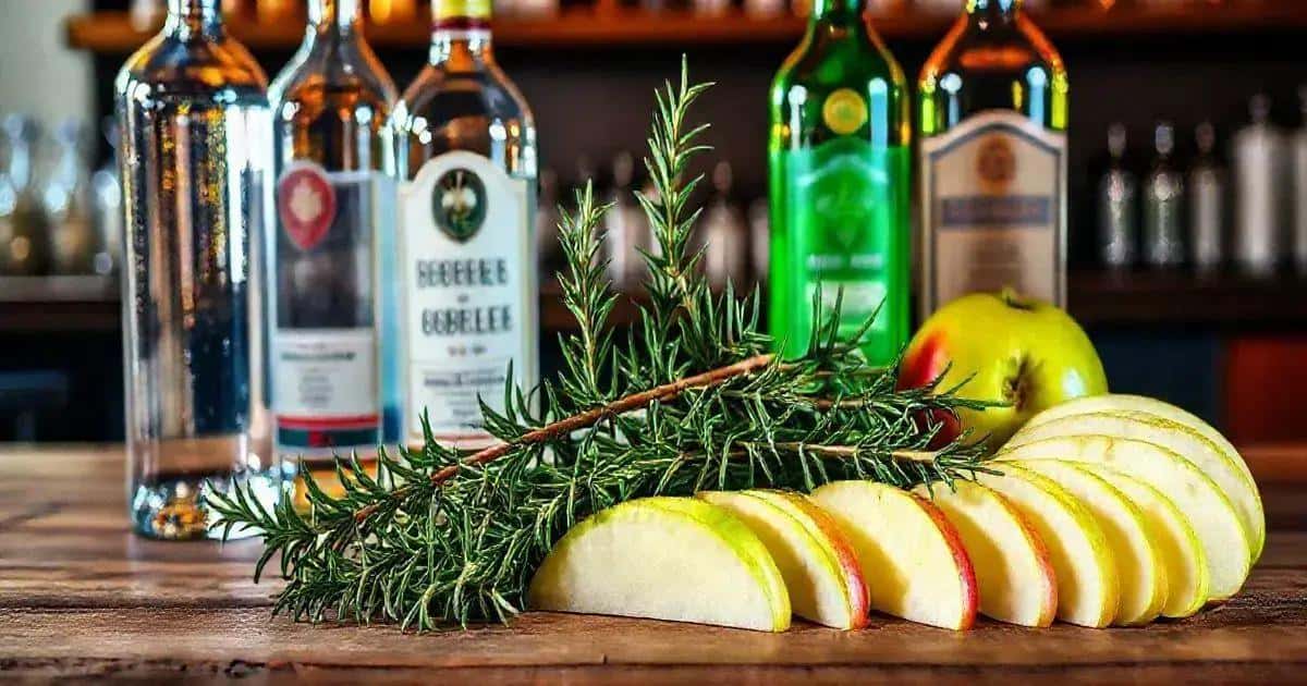 Recipe Ingredients for Vodka with Green Apple Liqueur and Rosemary