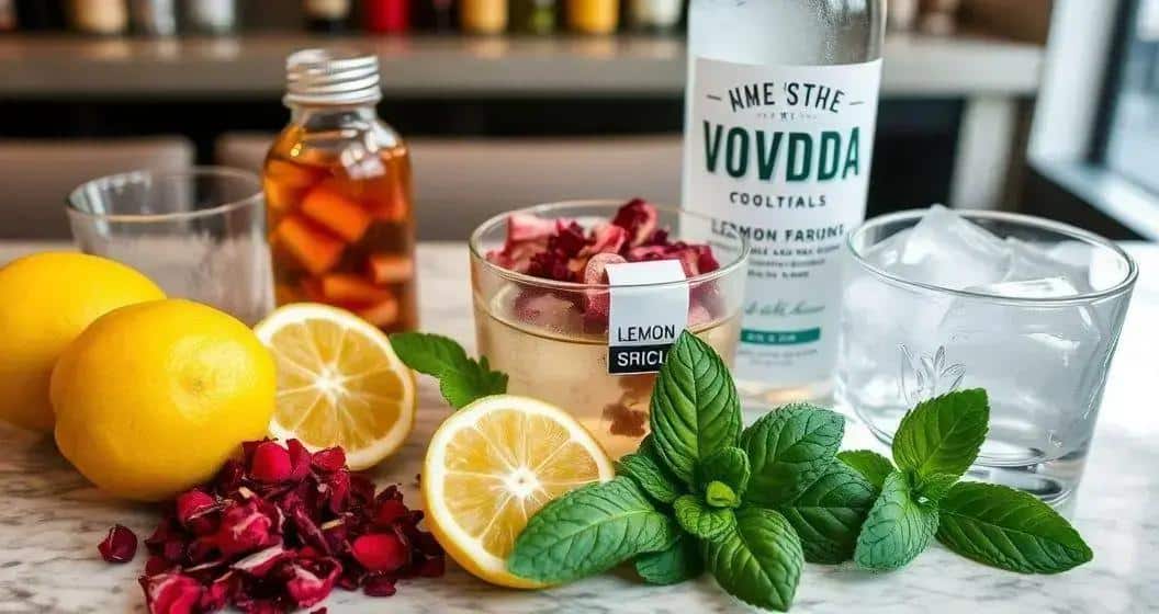 Recipe Ingredients for Vodka with Hibiscus Tea and Lemon Syrup