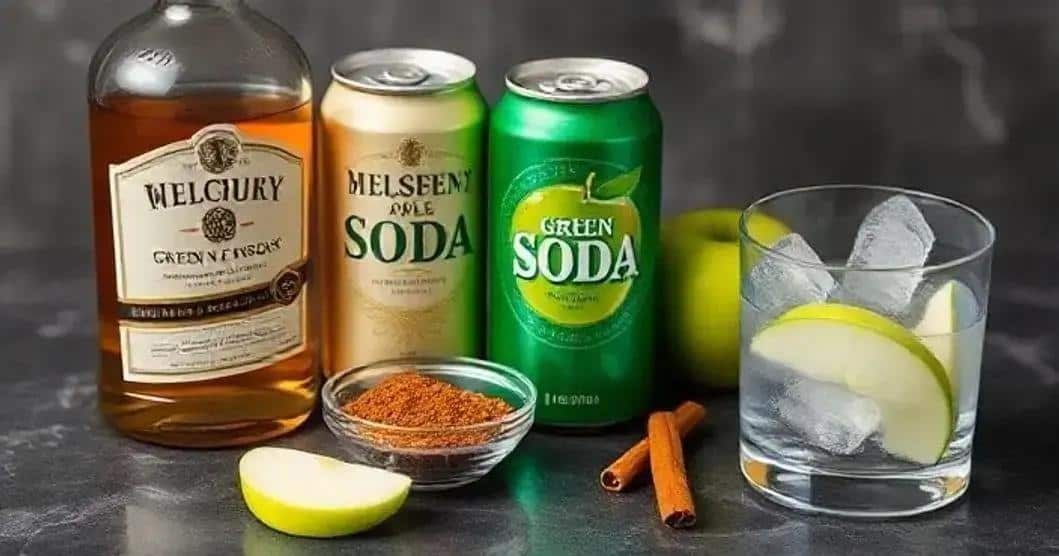 Recipe Ingredients for Whisky with Green Apple Soda and Cinnamon
