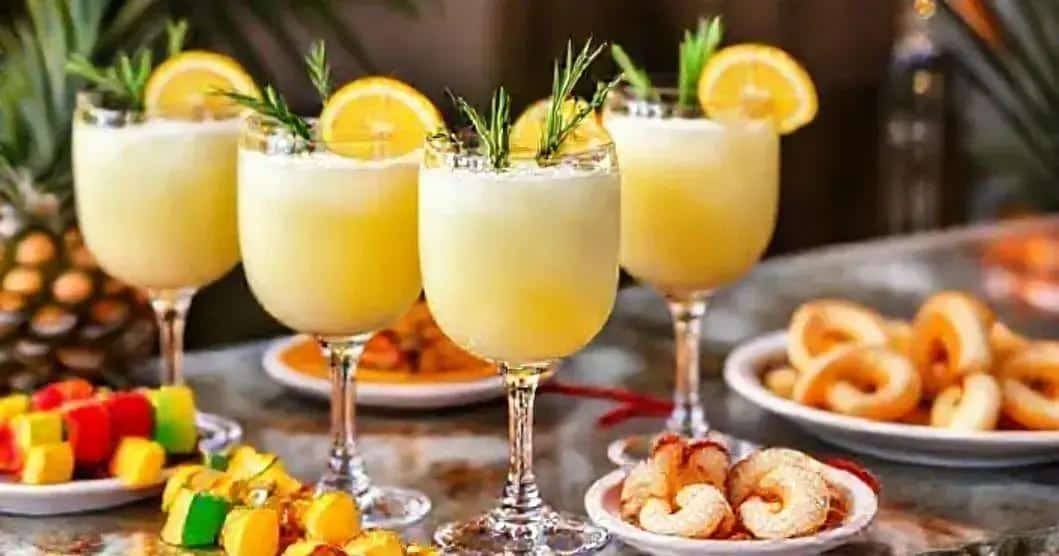 Serving Suggestions for Piña Colada with Lemon Soda and Rosemary