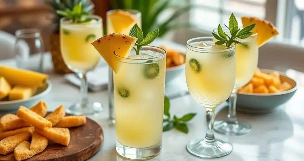 Serving Suggestions for Pineapple Caipirinha with Mint Foam