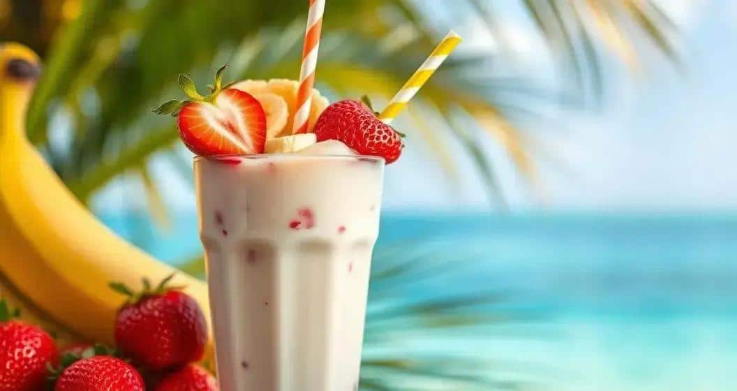 Strawberry and Banana Drink with Condensed Milk