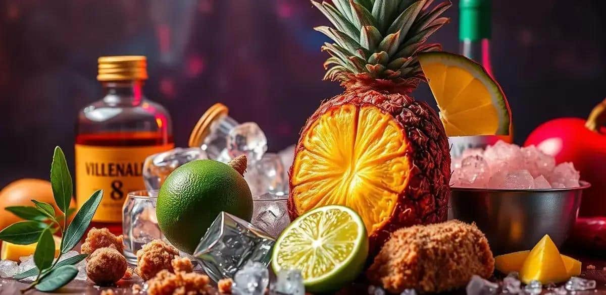 Ingredientes para Caipiríssima de Piña con Ron Añejo